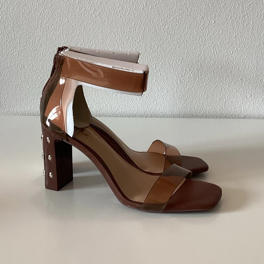 Inc Elegant Brown Ankle Strap Heels Size 6 WD